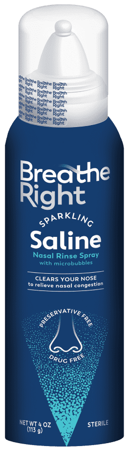 >Breathe Right Sparkling Saline Nasal Rinse Spray packaging